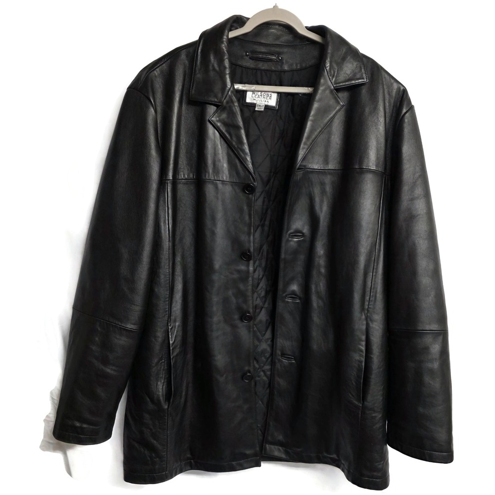 Wilsons Leather M Julian Mens Black Genuine Leather Car Coat Jacket 2XLT Tall